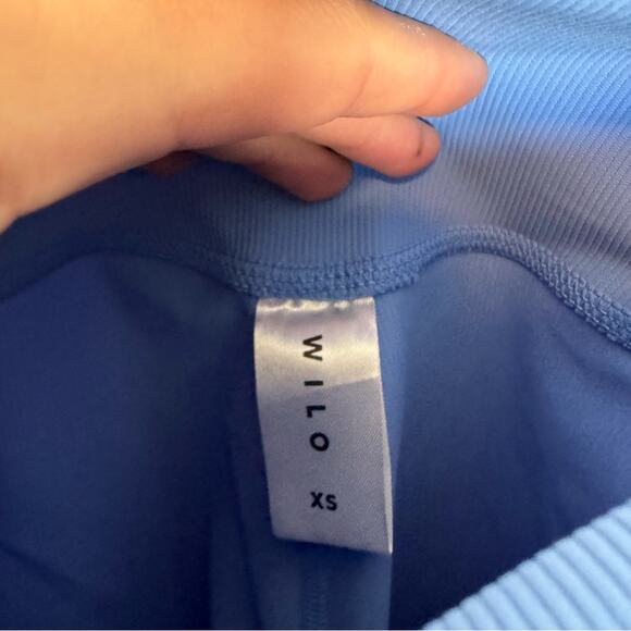 Wilo The Label Base Blue Crossover Waist Ribbed 7/8 Leggings Size XS - Picture 4 of 7